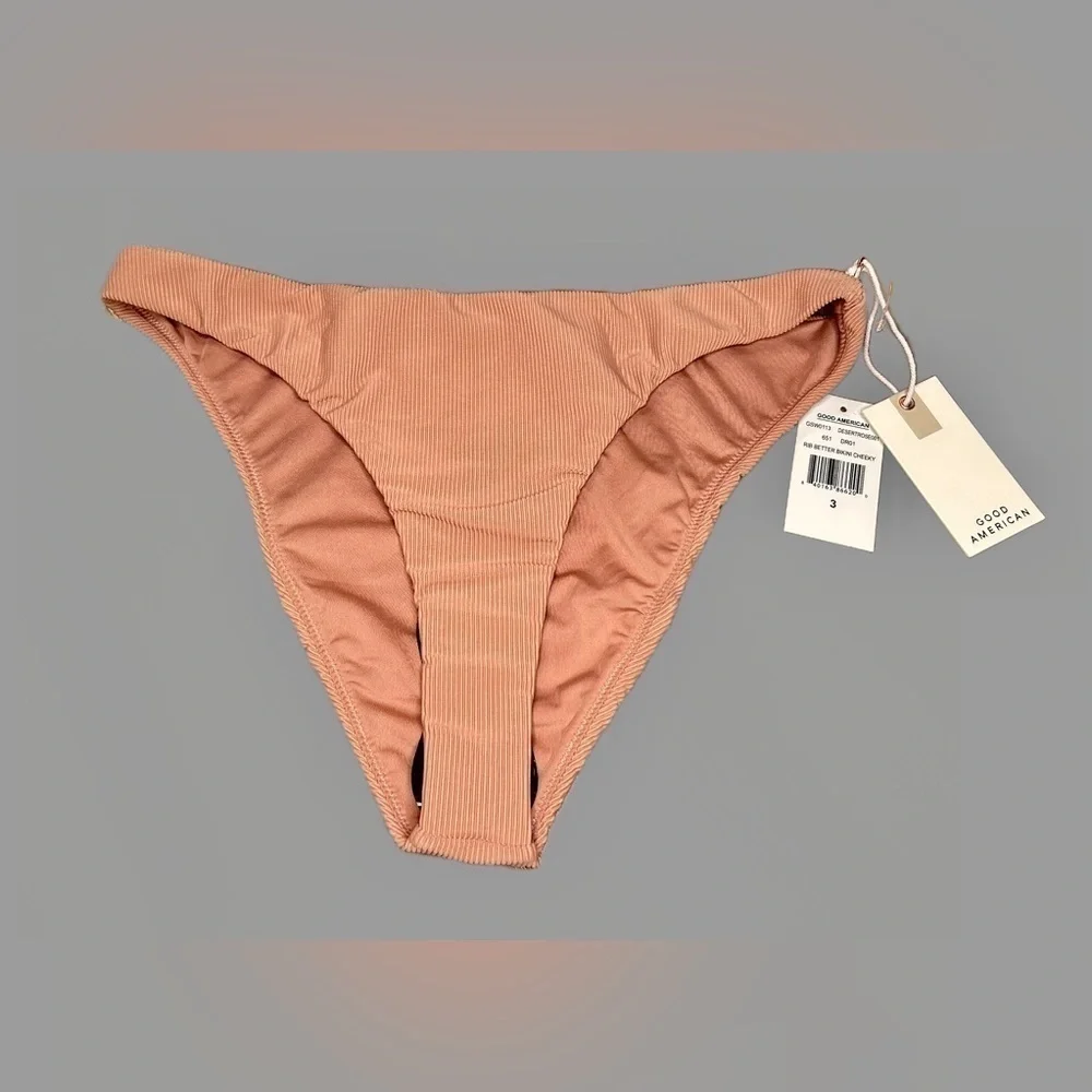 NWT Good American ‘Rib Better Bikini Cheeky’ Bottom in Desert Rose, Size Large